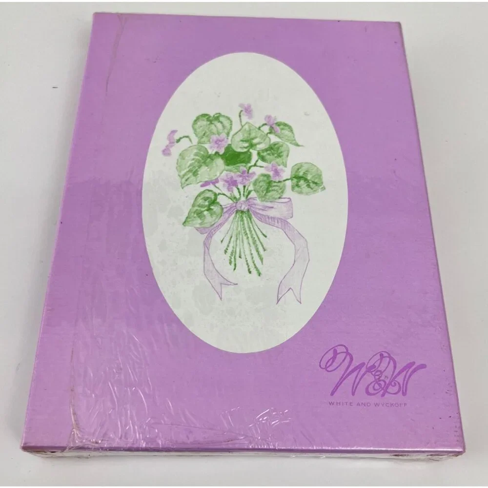 Vintage White & Wyckoff Bouquet Of Violets Stationery‎ Set 1970s